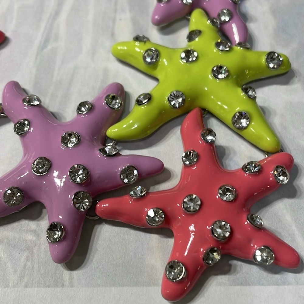 Colorful Rhinestone Large Starfish Necklace - Picture 10 of 14
